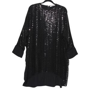 SCL Sequin Detail Tunic Top Black Size Large (TR 44)